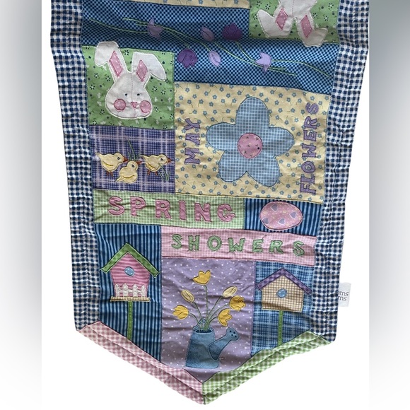 Spring Quilted Table Runner Showers Flowers Pastel 13” X 35” Blossoms & Blooms - Picture 3 of 6